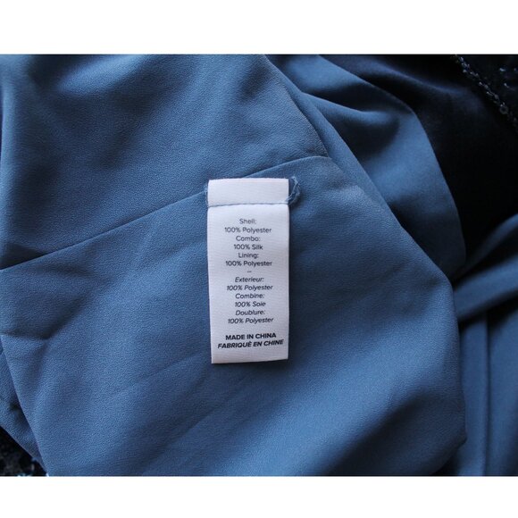 Cinq à Sept Isha Sequin Point Collar Shirt / Medium / Onyx Blue Blouse Holiday - Picture 12 of 12